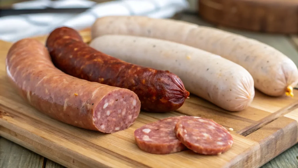 Variety of sausages for sheet pan dinner