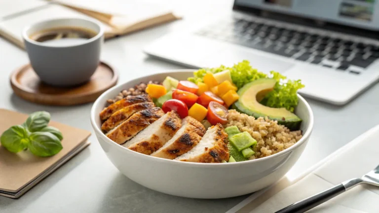 High protein chicken quinoa bowl for work lunch a high protein lunch recipes for work