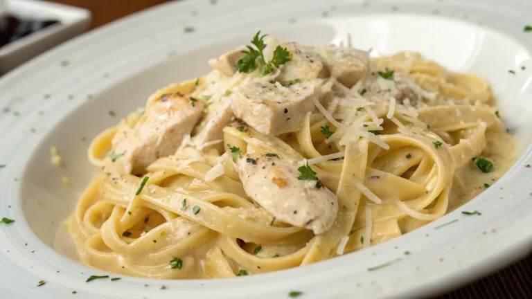 creamy chicken Alfredo pasta dish