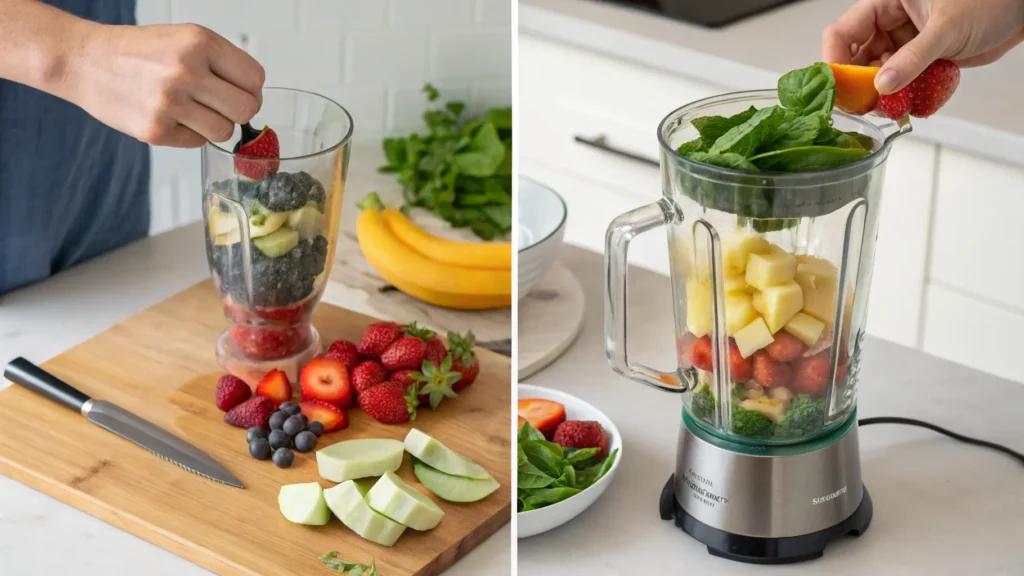 making strawberry smoothie in blender